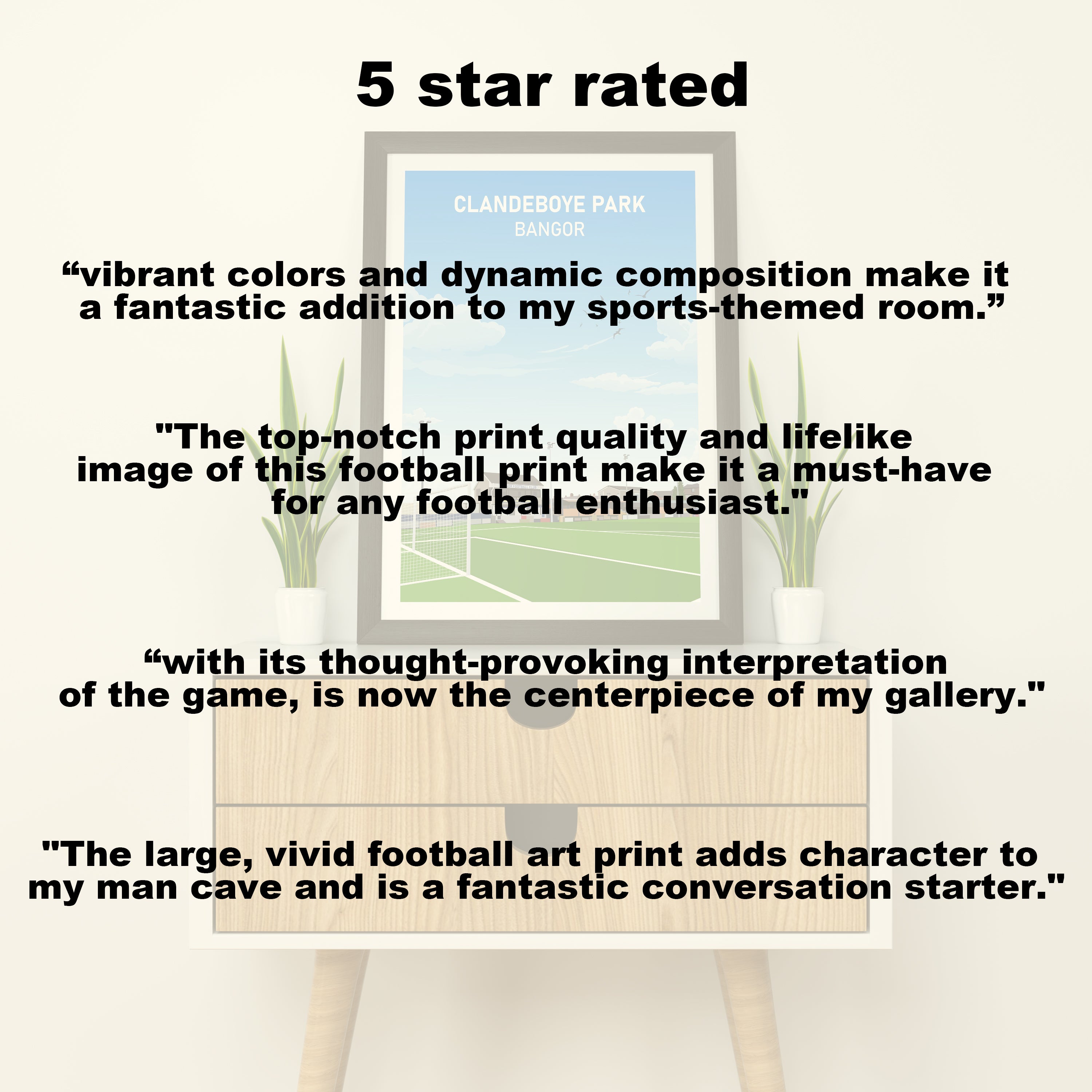 Bangor FC Clandeboye Park Heavyweight Art Print - Football Post - Perfect Gift - Birthday Present for Him