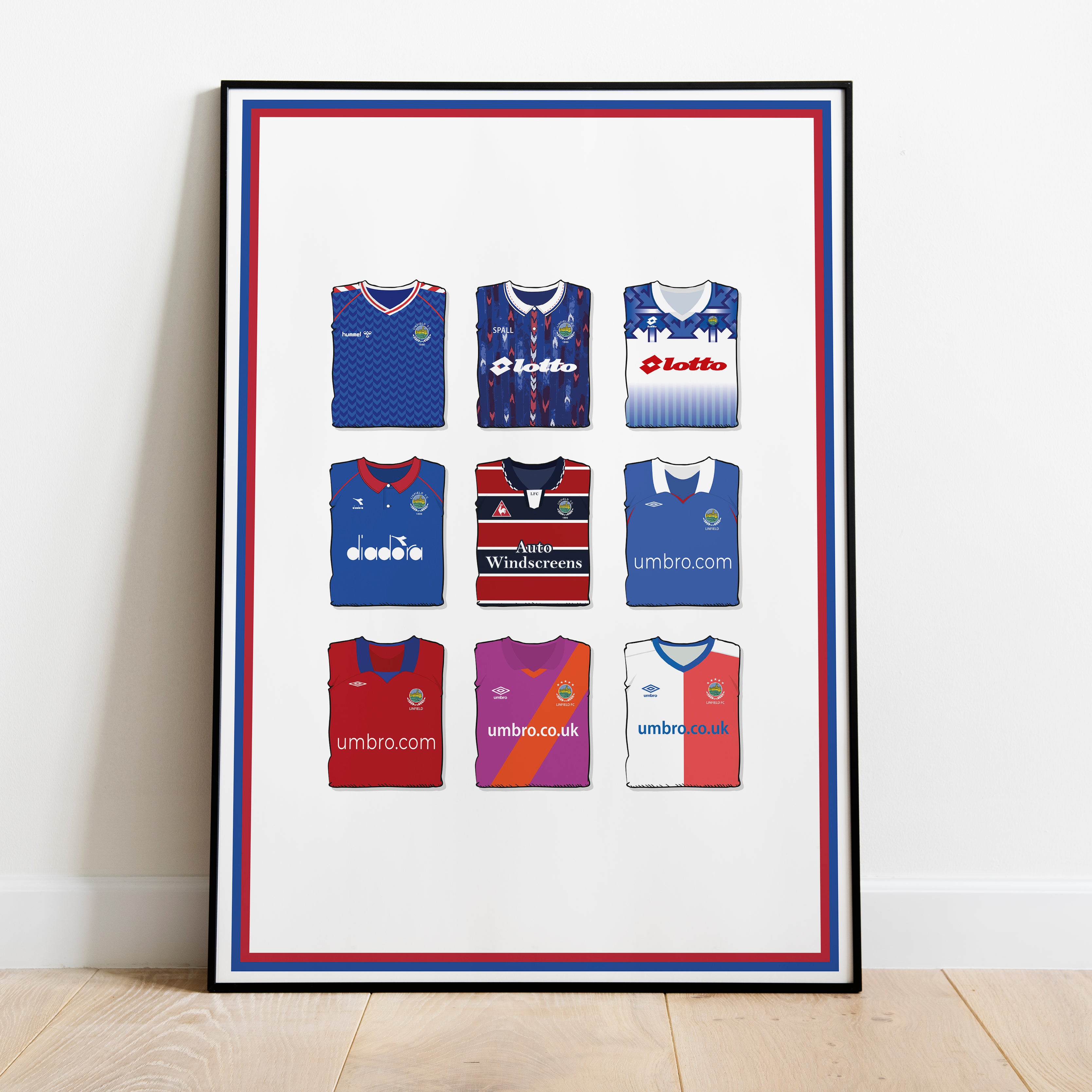 Linfield Heavyweight Art Print - Football Post - Perfect Gift - Birthday Present for Him