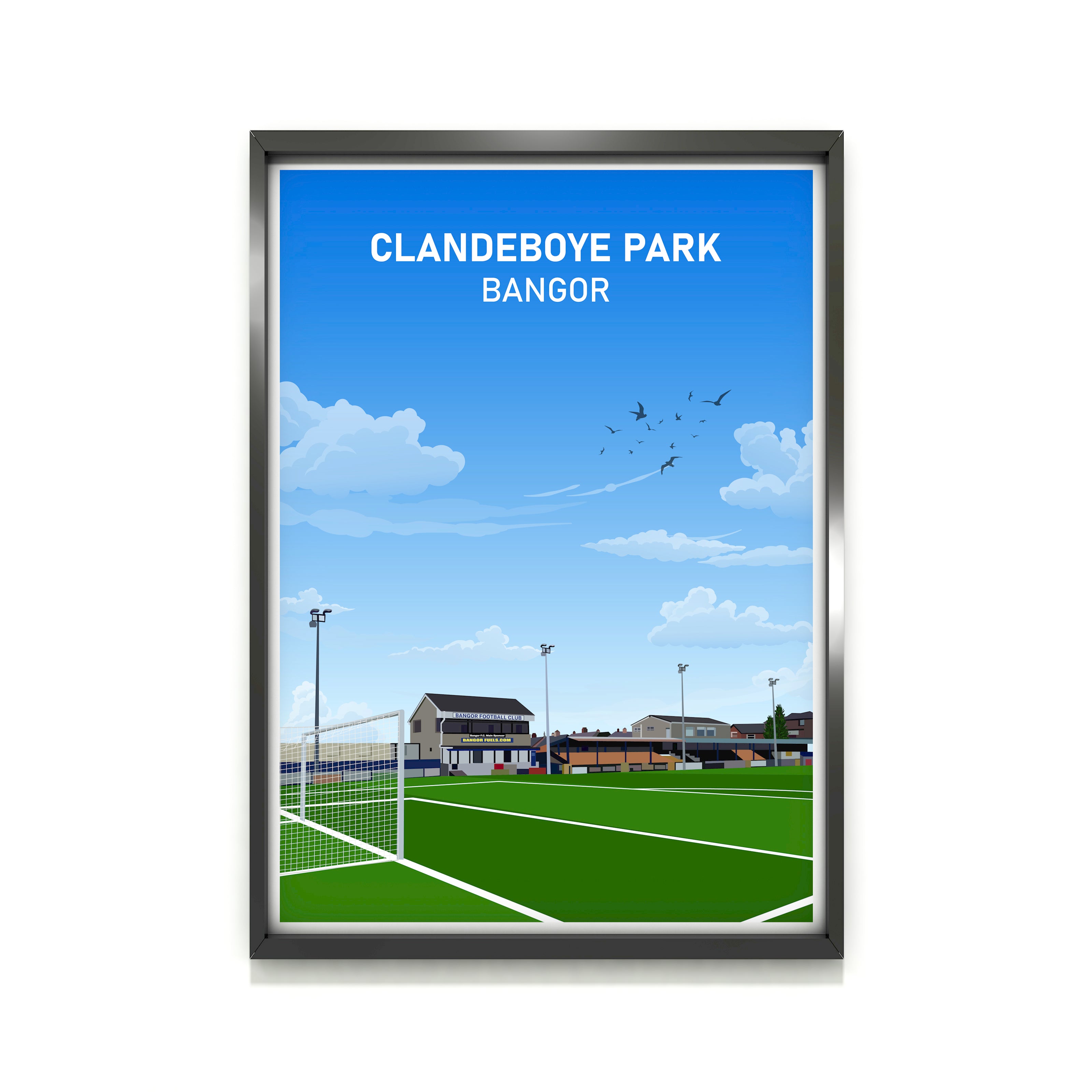 Bangor FC Clandeboye Park Heavyweight Art Print - Football Post - Perfect Gift - Birthday Present for Him