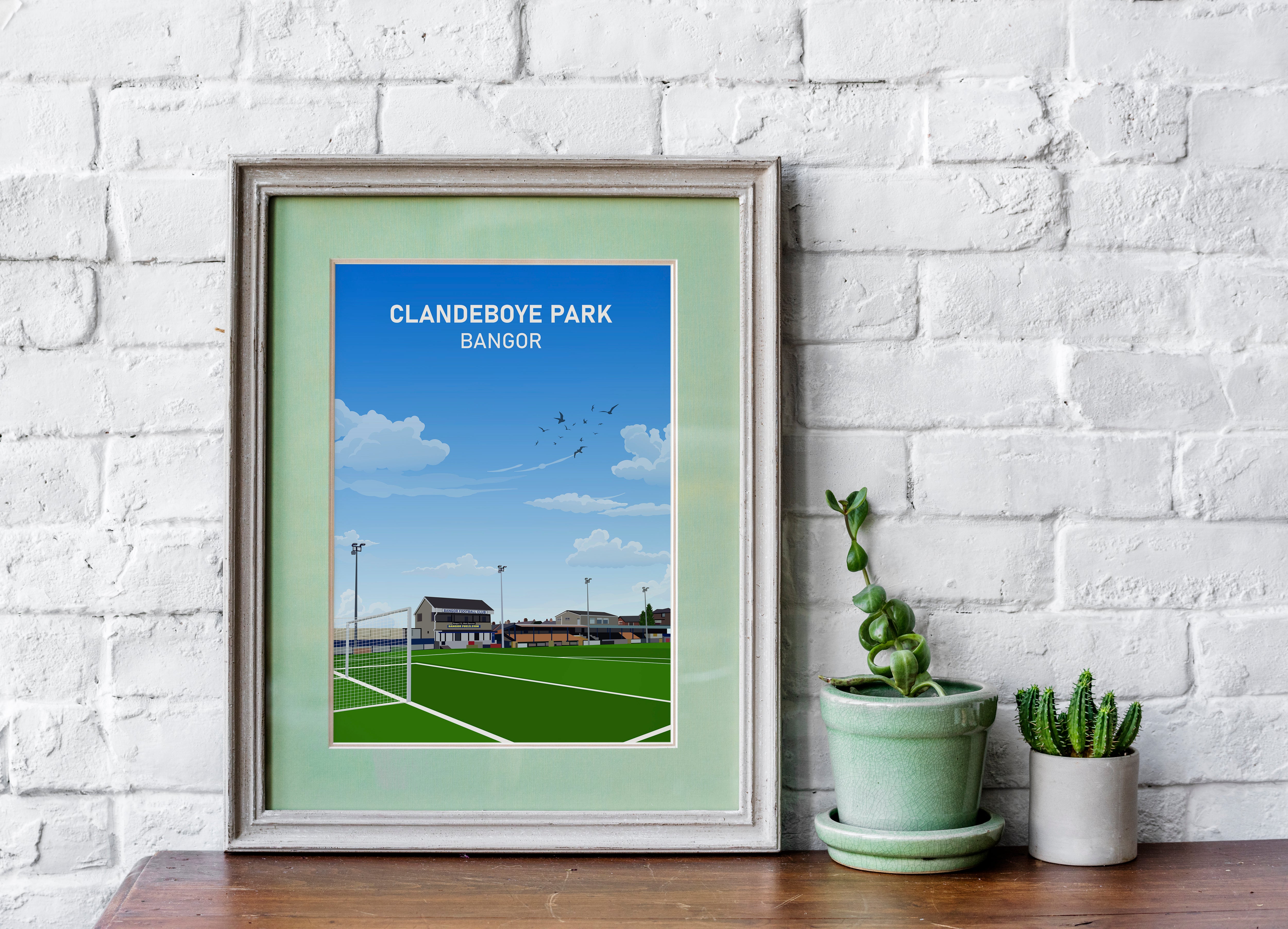 Bangor FC Clandeboye Park Heavyweight Art Print - Football Post - Perfect Gift - Birthday Present for Him