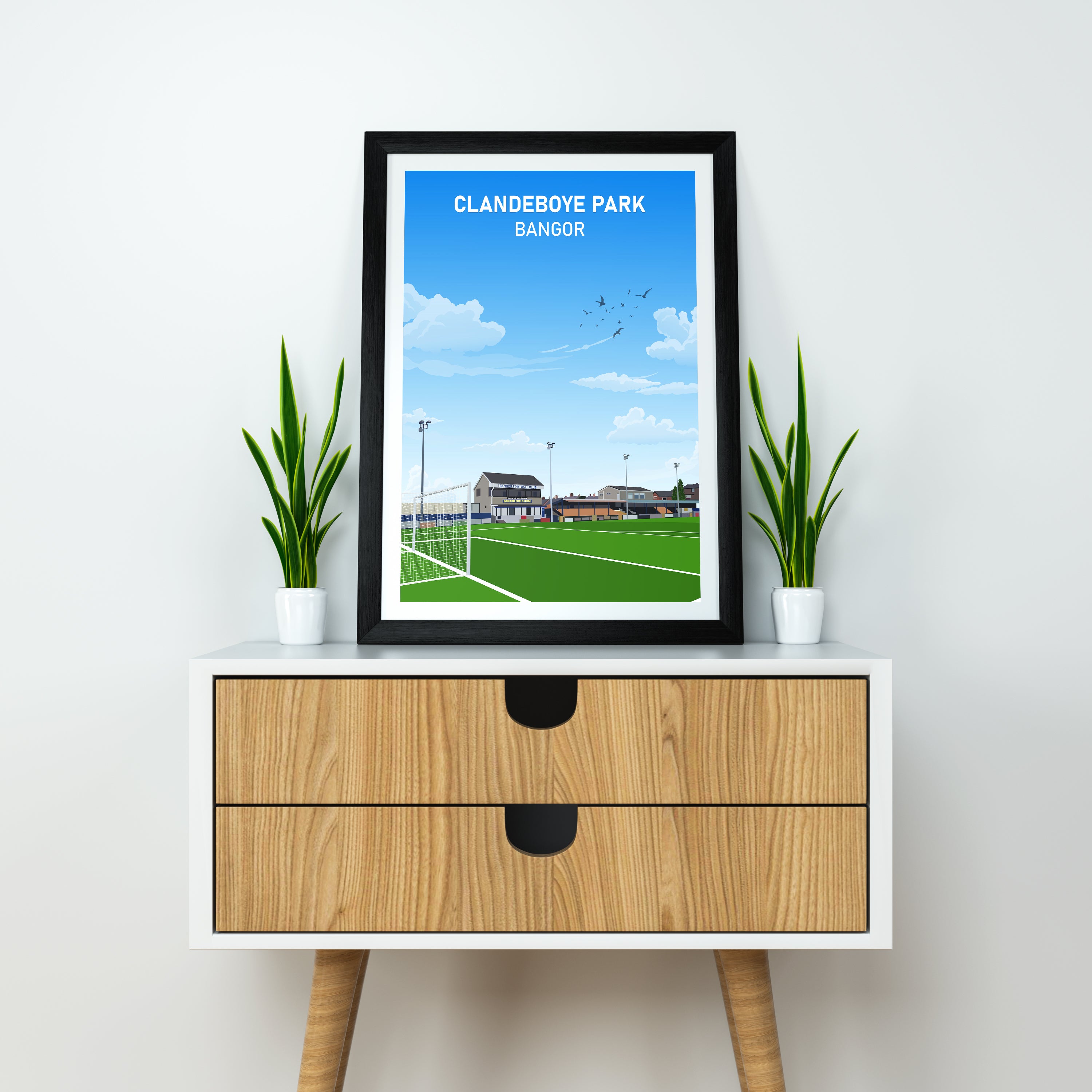 Bangor FC Clandeboye Park Heavyweight Art Print - Football Post - Perfect Gift - Birthday Present for Him